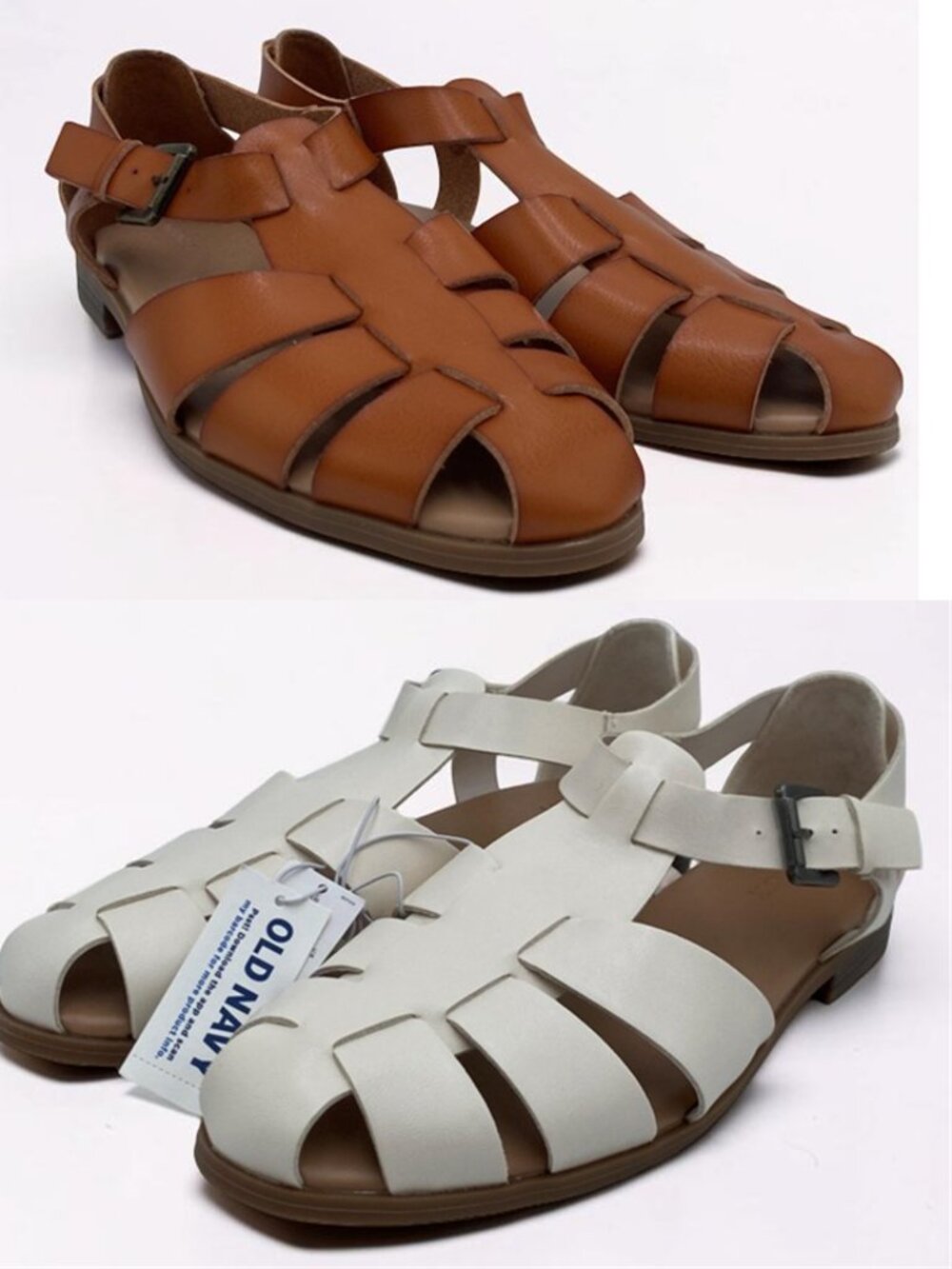 NEW Lot of 2 Old Navy Women Sz 10 Fisherman’s Sandals Faux Leather Buckle Straps